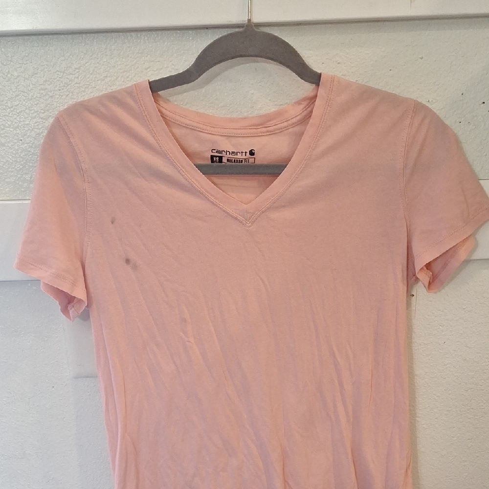 Carhartt Women's Light Pink V-Neck Tee